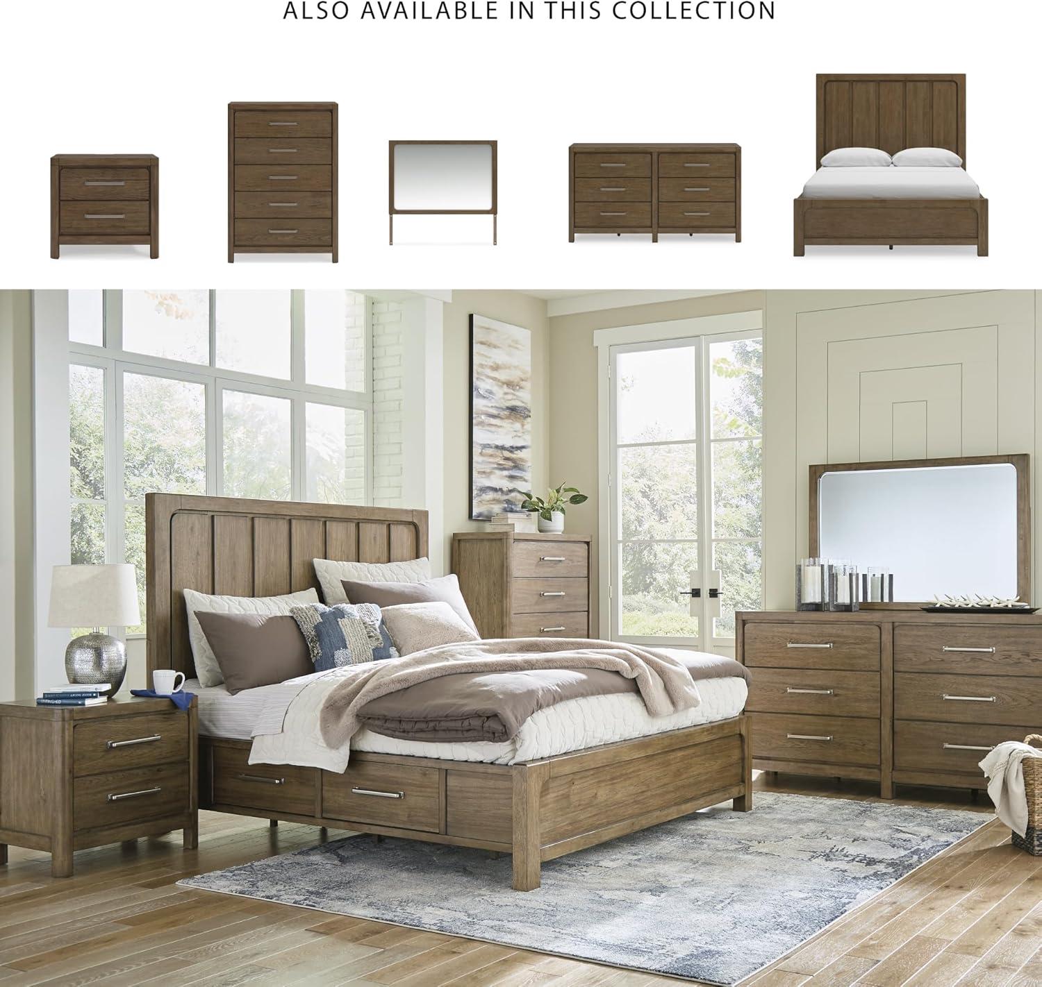 imageSignature Design by Ashley Cabalynn Casual California King Upholstered Bed Foundation or Box Spring Needed Light BrownQueen Panel Bed with Storage