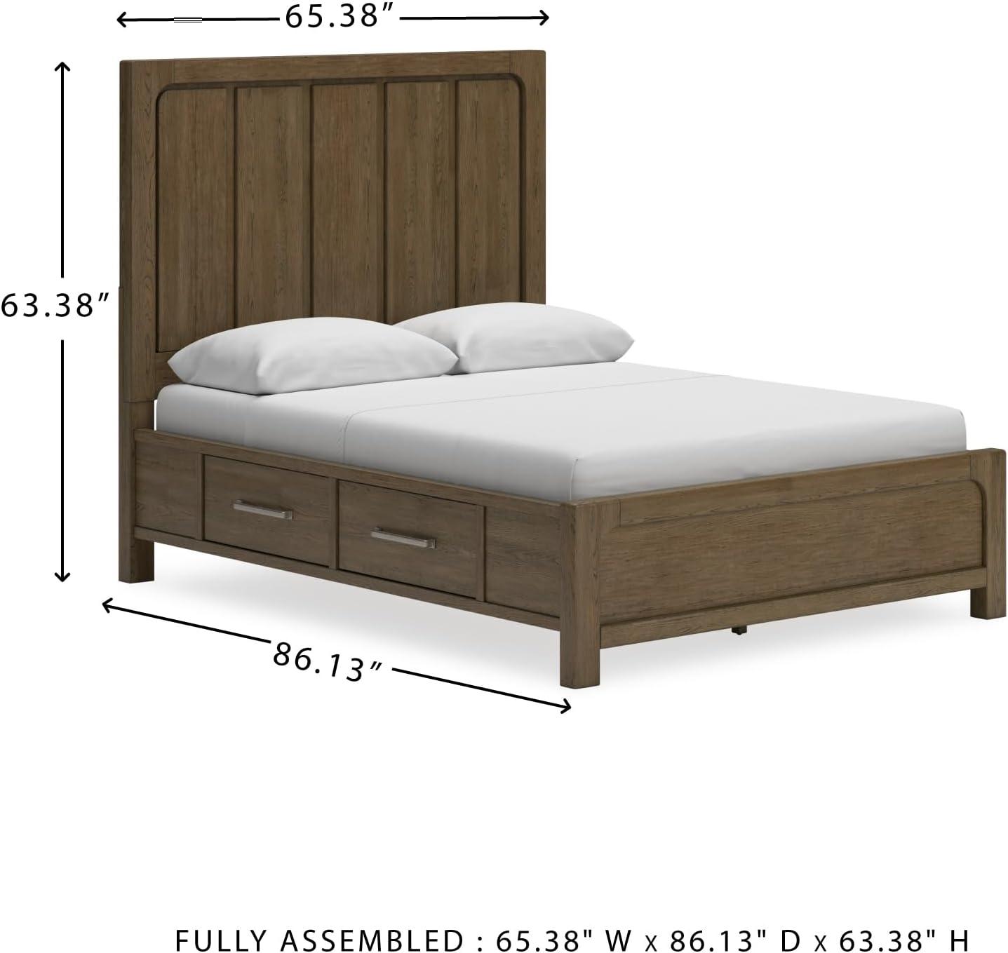 imageSignature Design by Ashley Cabalynn Casual California King Upholstered Bed Foundation or Box Spring Needed Light BrownQueen Panel Bed with Storage