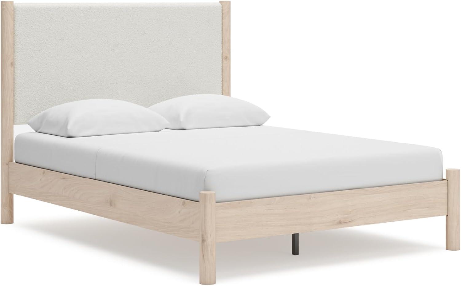 imageSignature Design by Ashley Cadmori Modern Queen Upholstered Platform Bed Foundation or Box Spring Not Needed Black amp WhiteTwotone