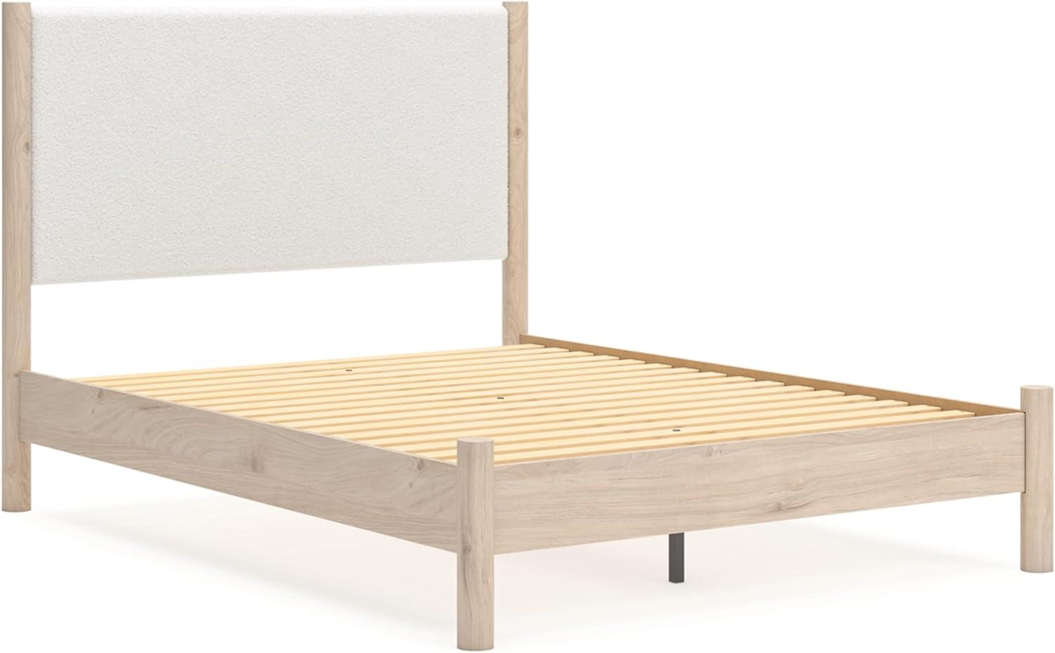 imageSignature Design by Ashley Cadmori Modern Queen Upholstered Platform Bed Foundation or Box Spring Not Needed Black amp WhiteTwotone