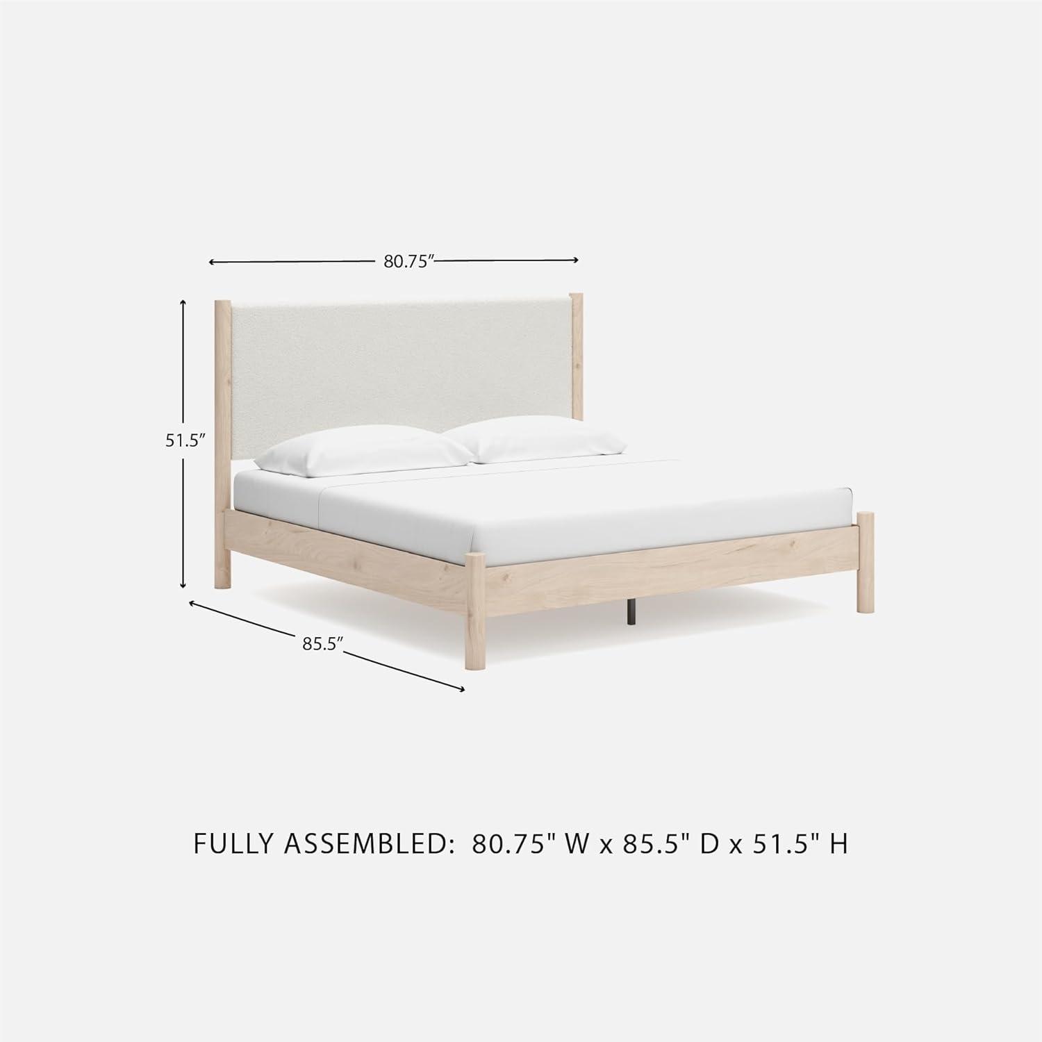 imageSignature Design by Ashley Cadmori Modern Queen Upholstered Platform Bed Foundation or Box Spring Not Needed Black amp WhiteTwotone