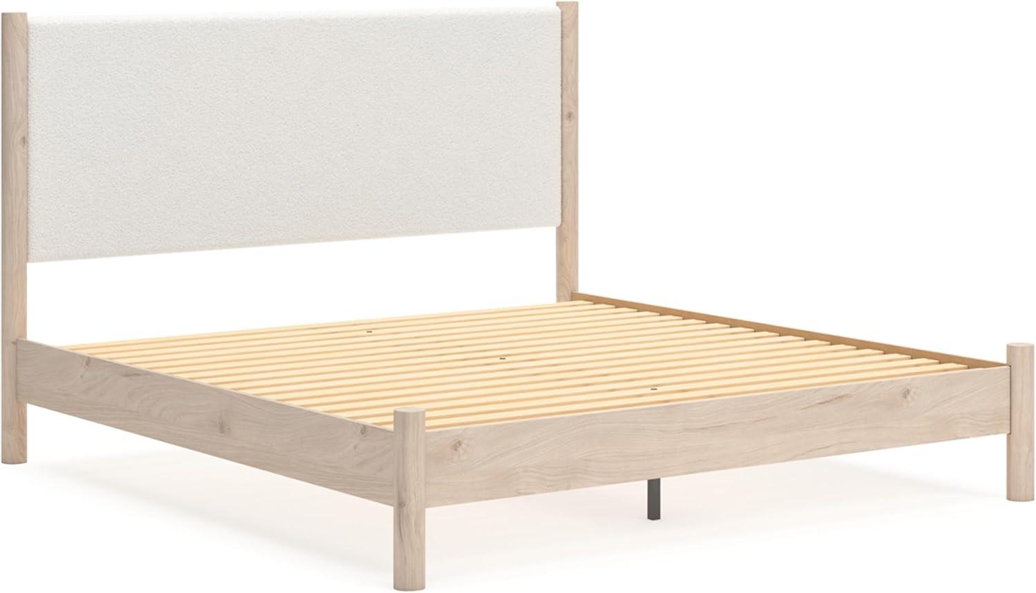 imageSignature Design by Ashley Cadmori Modern Queen Upholstered Platform Bed Foundation or Box Spring Not Needed Black amp WhiteTwotone