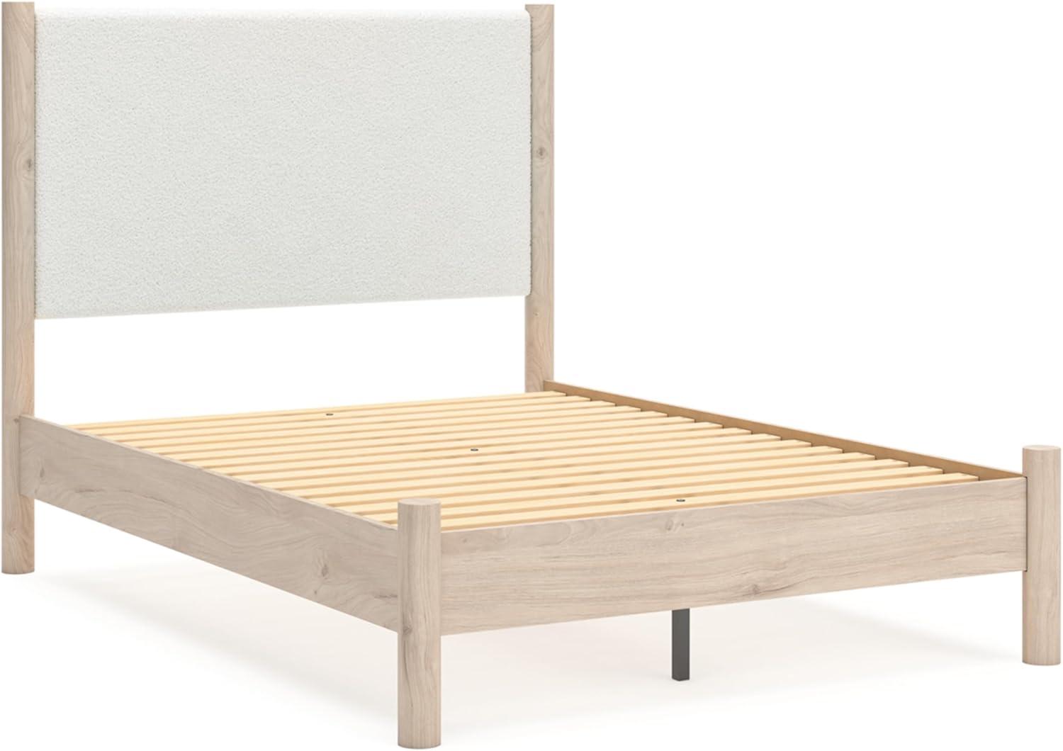 imageSignature Design by Ashley Cadmori Modern Queen Upholstered Platform Bed Foundation or Box Spring Not Needed Black amp WhiteTwotone