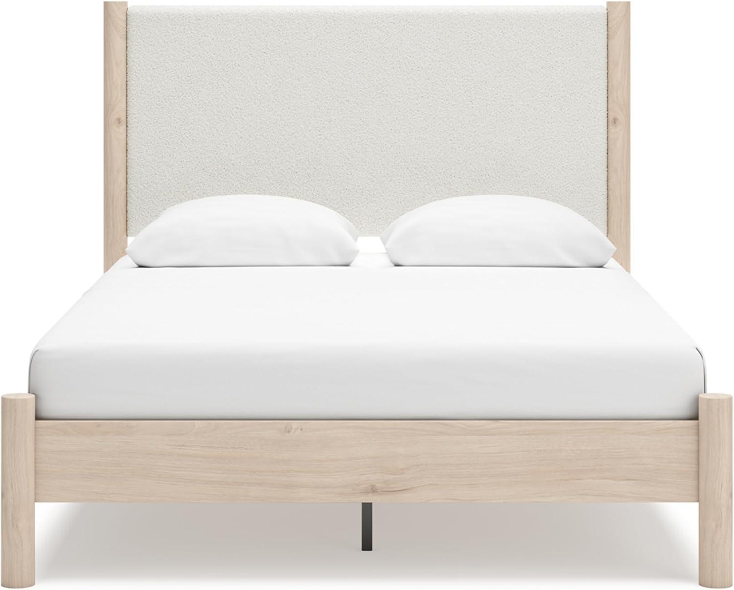 imageSignature Design by Ashley Cadmori Modern Queen Upholstered Platform Bed Foundation or Box Spring Not Needed Black amp WhiteTwotone