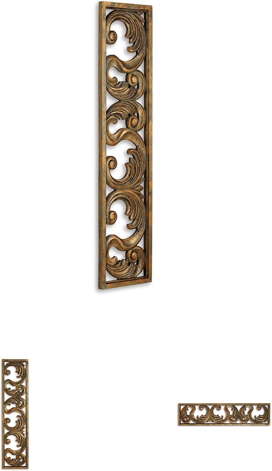 imageSignature Design by Ashley Candelario Traditional Scrollwork Wood 10 x 42 Inch Wall Decor Antique Brown