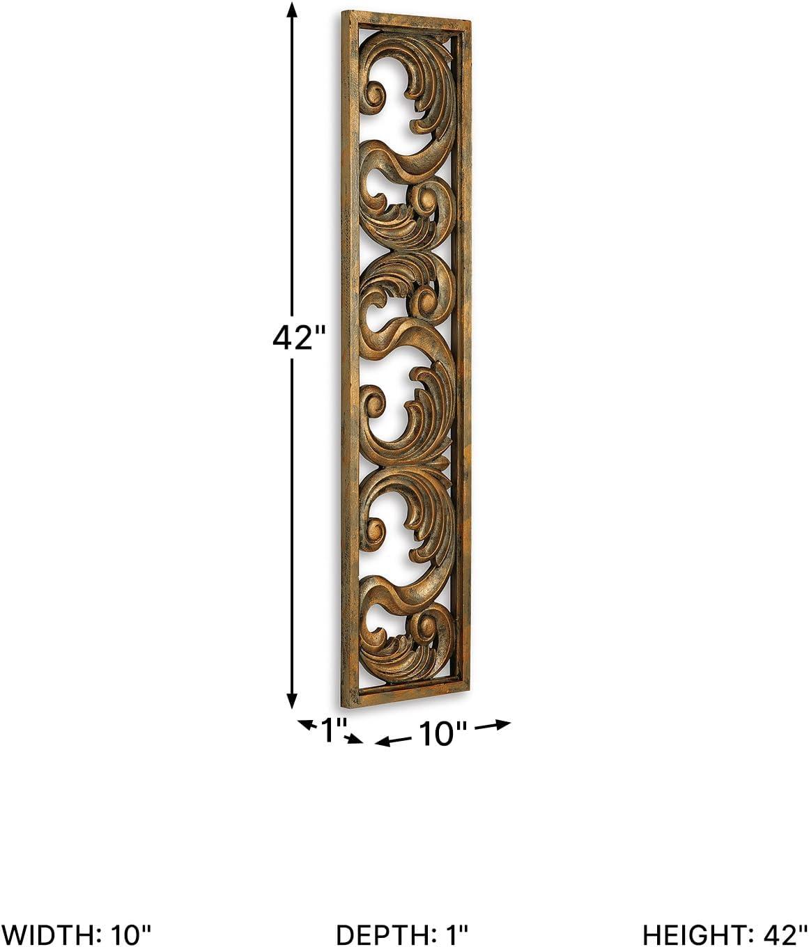 imageSignature Design by Ashley Candelario Traditional Scrollwork Wood 10 x 42 Inch Wall Decor Antique Brown