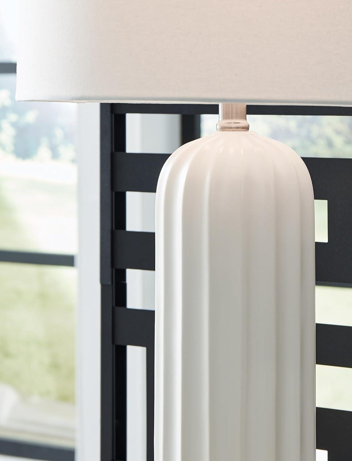 imageSignature Design by Ashley Clarkland Contemporary 24 Inch Ceramic Table Lamp Set of 2 White