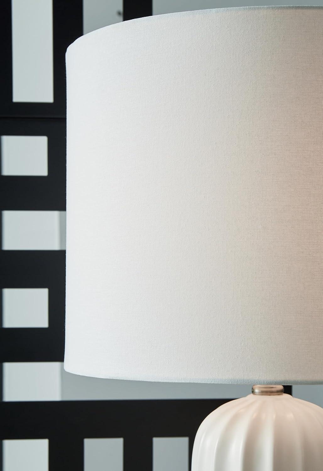 imageSignature Design by Ashley Clarkland Contemporary 24 Inch Ceramic Table Lamp Set of 2 White