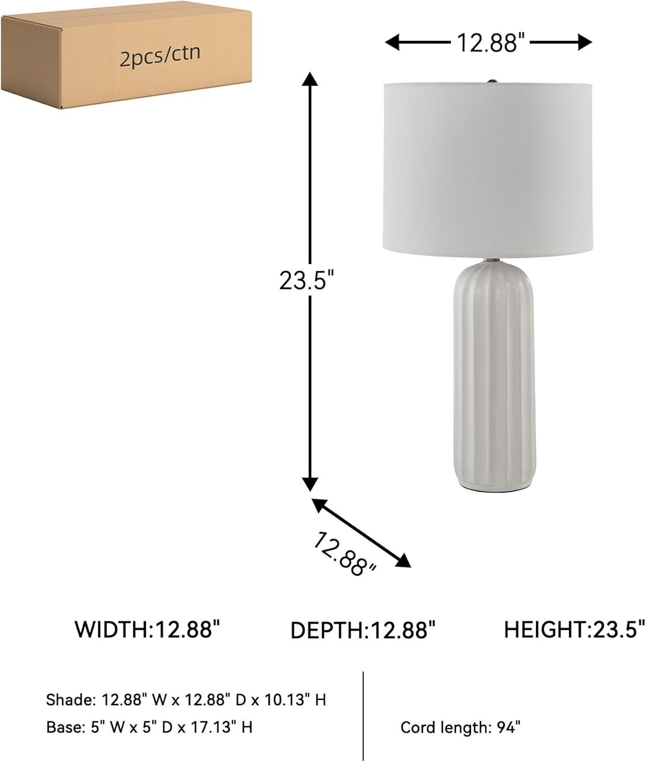 imageSignature Design by Ashley Clarkland Contemporary 24 Inch Ceramic Table Lamp Set of 2 White