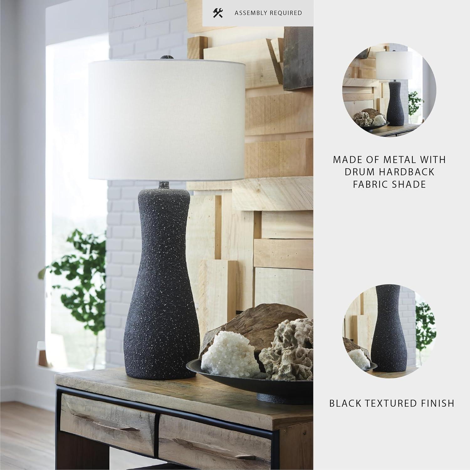 imageSignature Design by Ashley Maykins Modern Table Lamp with 3Way Switch and Drum Shade Black