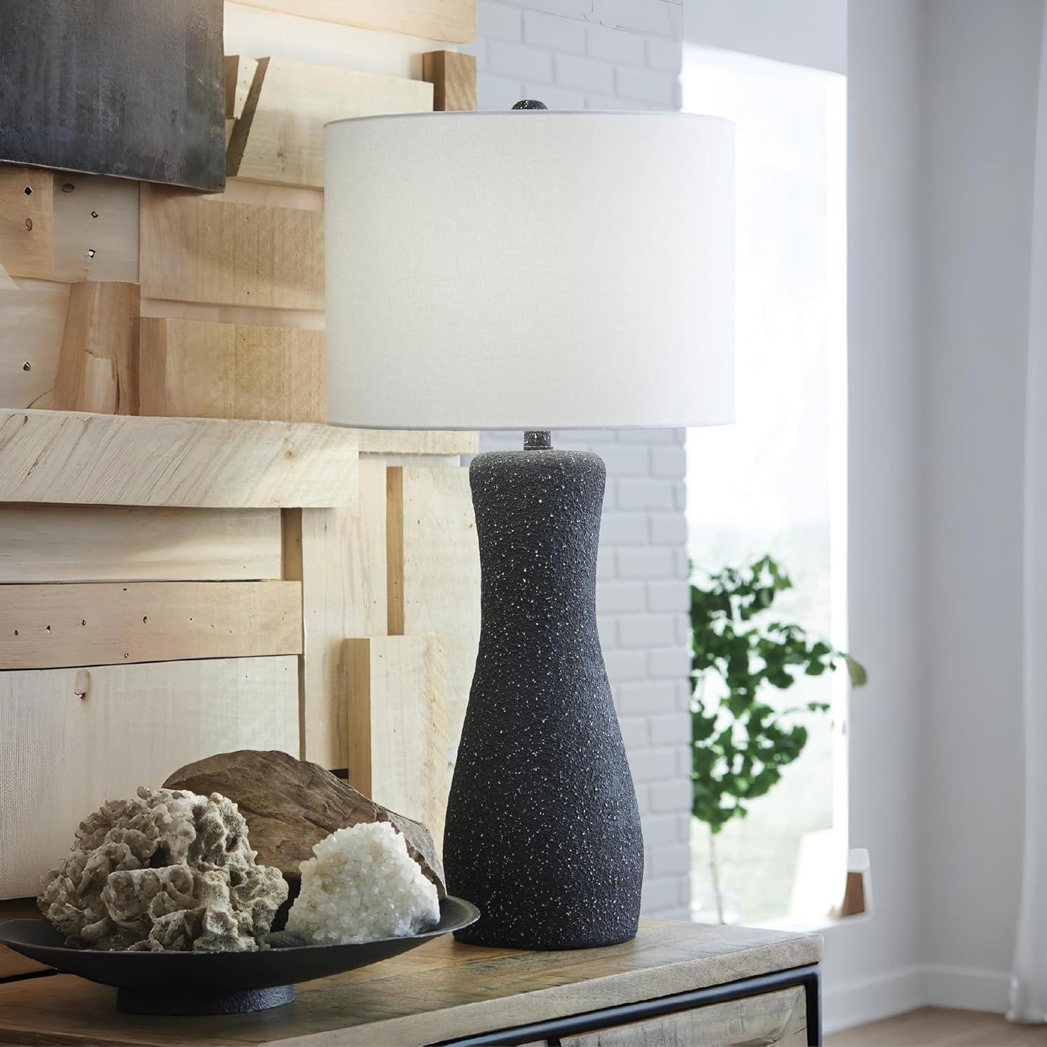imageSignature Design by Ashley Maykins Modern Table Lamp with 3Way Switch and Drum Shade Black