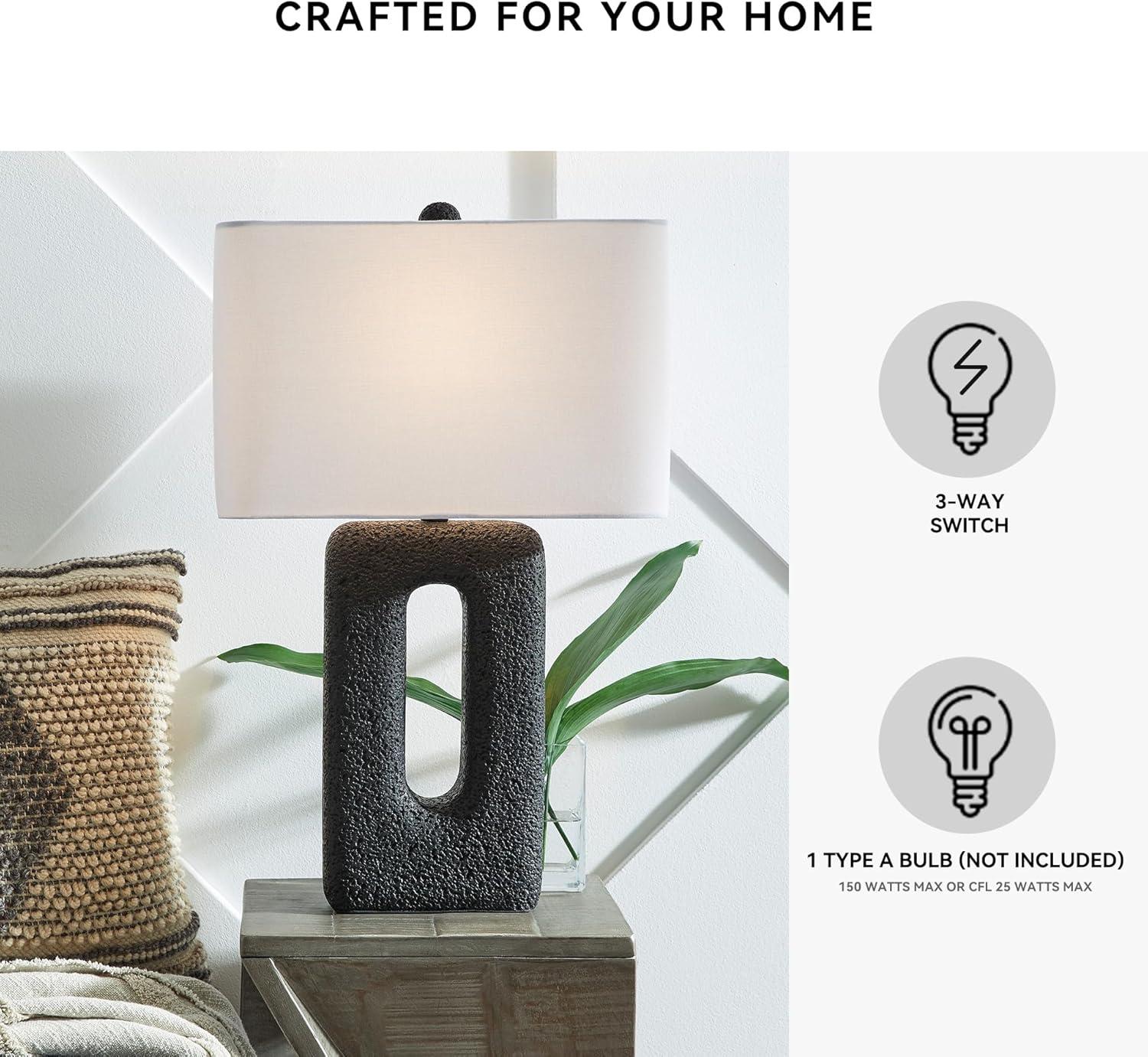 imageSignature Design by Ashley Wimmings Contemporary Textured Polyresin Table Lamp with 3Way Switch Set of 2 Black