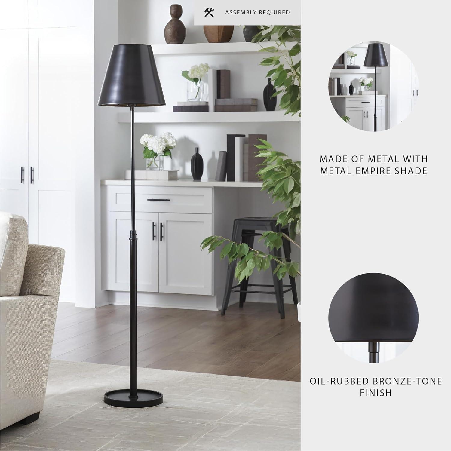 imageSignature Design by Ashley Wimner Contemporary Tall Floor Lamp with Empire Shade Dark Brown