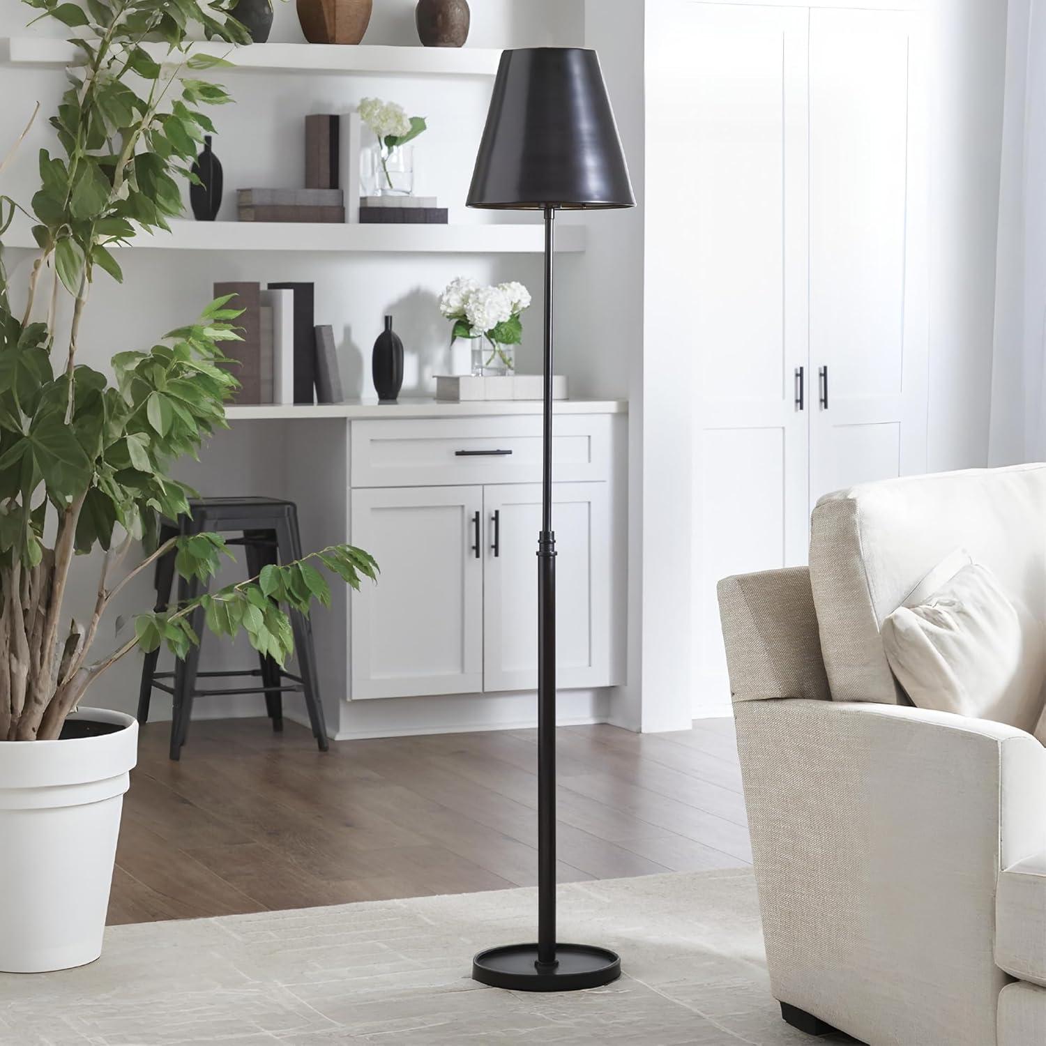 imageSignature Design by Ashley Wimner Contemporary Tall Floor Lamp with Empire Shade Dark Brown
