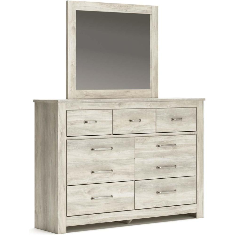 imageSignature Design by Ashley Bellaby Casual Queen Platform Bed with 2 Storage Drawers Foundation or Box Spring Not Needed WhitewashDresser and Mirror