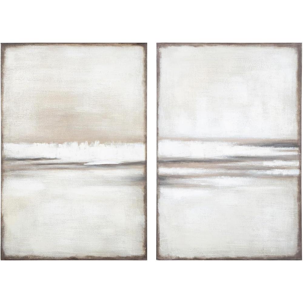 imageSignature Design by Ashley Brockdunn Modern Rectangular Abstract Handpainted Wrapped Canvas Wall Art 24 x 36 Inches Set of 2 Beige amp Light Brown