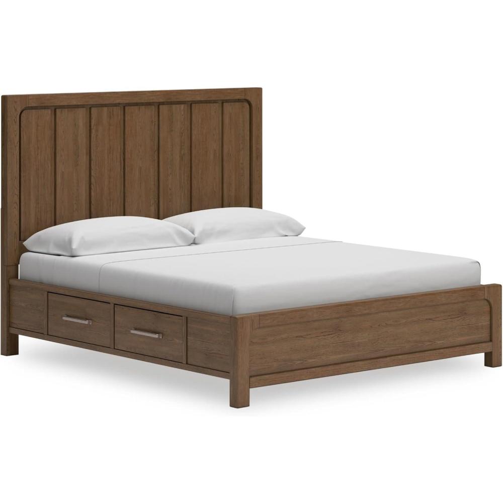 imageSignature Design by Ashley Cabalynn Casual California King Upholstered Bed Foundation or Box Spring Needed Light BrownCalifornia King Panel Bed with Storage