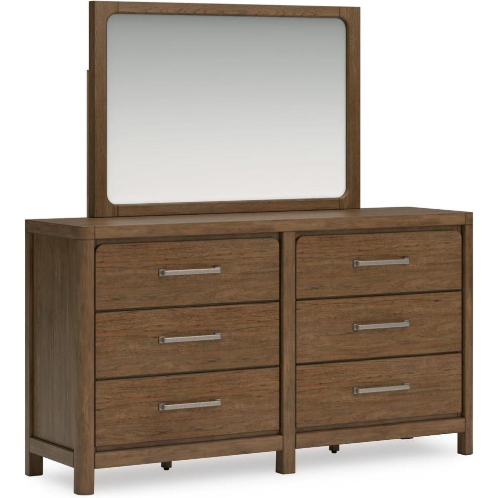 imageSignature Design by Ashley Cabalynn Casual California King Upholstered Bed Foundation or Box Spring Needed Light BrownDresser and Mirror
