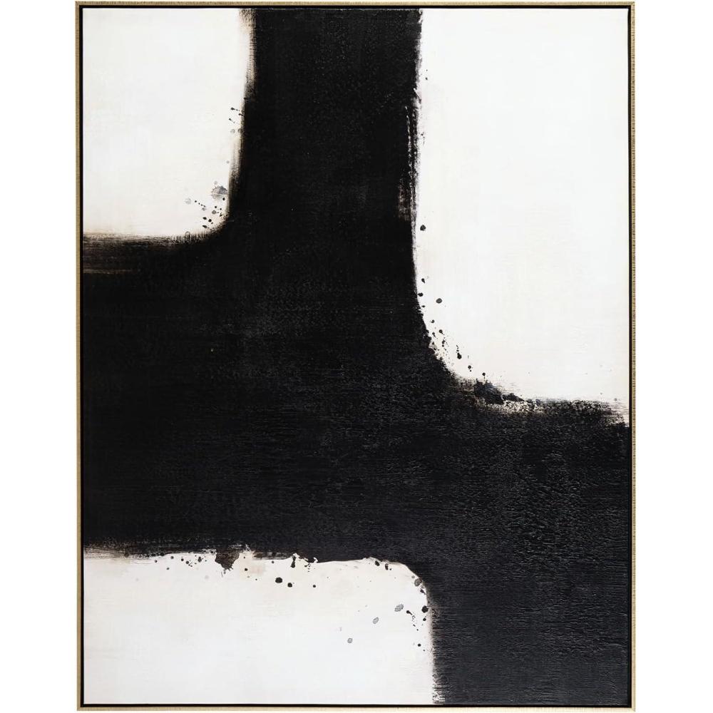 imageSignature Design by Ashley Reighlea Modern Rectangular Framed Gallery Wrapped Canvas Wall Art 50x39 Inches Black amp White