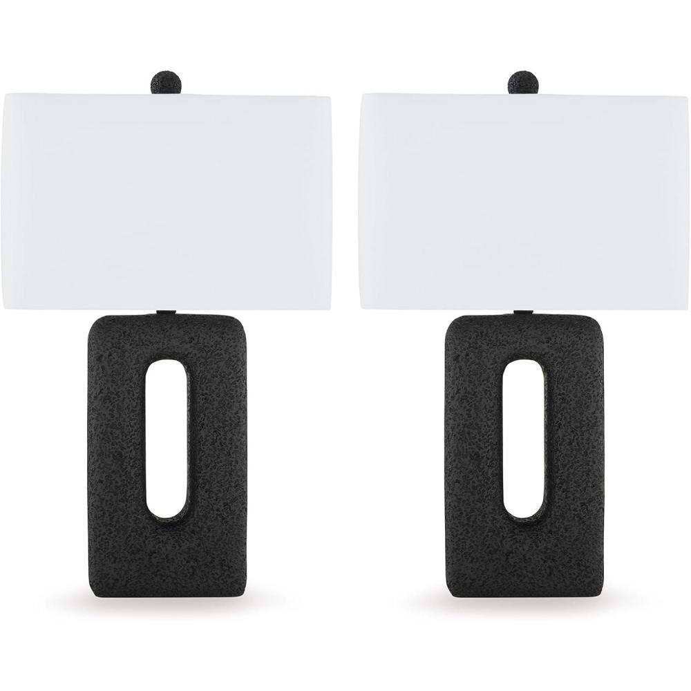 imageSignature Design by Ashley Wimmings Contemporary Textured Polyresin Table Lamp with 3Way Switch Set of 2 Black