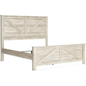 Signature Design by Ashley Bellaby Casual Queen Platform Bed with 2 Storage Drawers, Foundation or Box Spring Not Needed, Whitewash(King Crossbuck Panel Bed)