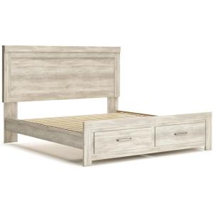 Signature Design by Ashley Bellaby Casual Queen Platform Bed with 2 Storage Drawers, Foundation or Box Spring Not Needed, Whitewash(King Platform Bed with 2 Storage Drawers)