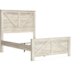 Signature Design by Ashley Bellaby Casual Queen Platform Bed with 2 Storage Drawers, Foundation or Box Spring Not Needed, Whitewash(Queen Crossbuck Panel Bed)