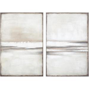 Signature Design by Ashley Brockdunn Modern Rectangular Abstract Hand-painted Wrapped Canvas Wall Art 24 x 36 Inches, Set of 2, Beige & Light Brown