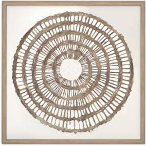 Signature Design by Ashley Brockham Bohemian Framed Geometric Wall Sculpture, Tan & White