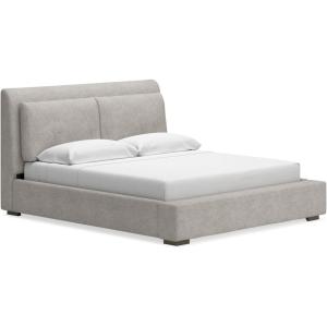 Signature Design by Ashley Cabalynn Casual California King Upholstered Bed, Foundation or Box Spring Needed, Light Brown(King Upholstered Bed)