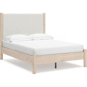 Signature Design by Ashley Cadmori Modern Queen Upholstered Platform Bed, Foundation or Box Spring Not Needed, Black & White(Two-tone)