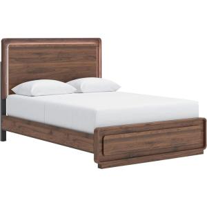 Signature Design by Ashley Hollinaze Contemporary Panel Platform Bed with LED Lighting, Foundation or Box Spring Not Needed, King, Dark Brown(Queen Panel Bed)