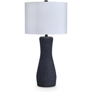 Signature Design by Ashley Maykins Modern Table Lamp with 3-Way Switch and Drum Shade, Black