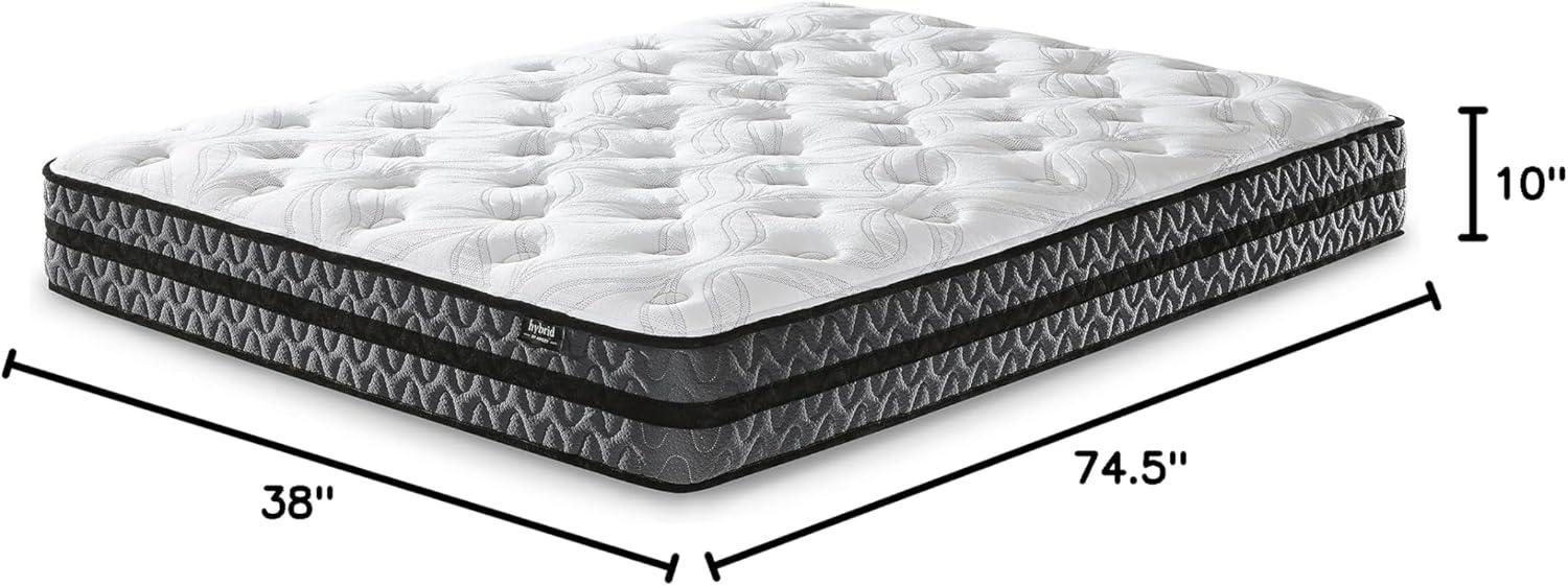 imageSignature Design by Ashley 12 Inch Pocketed Hybrid Medium Gel Memory Foam Mattress for Pressure Relief Lumbar Support and Temperature Regulating FullTwin Mattress