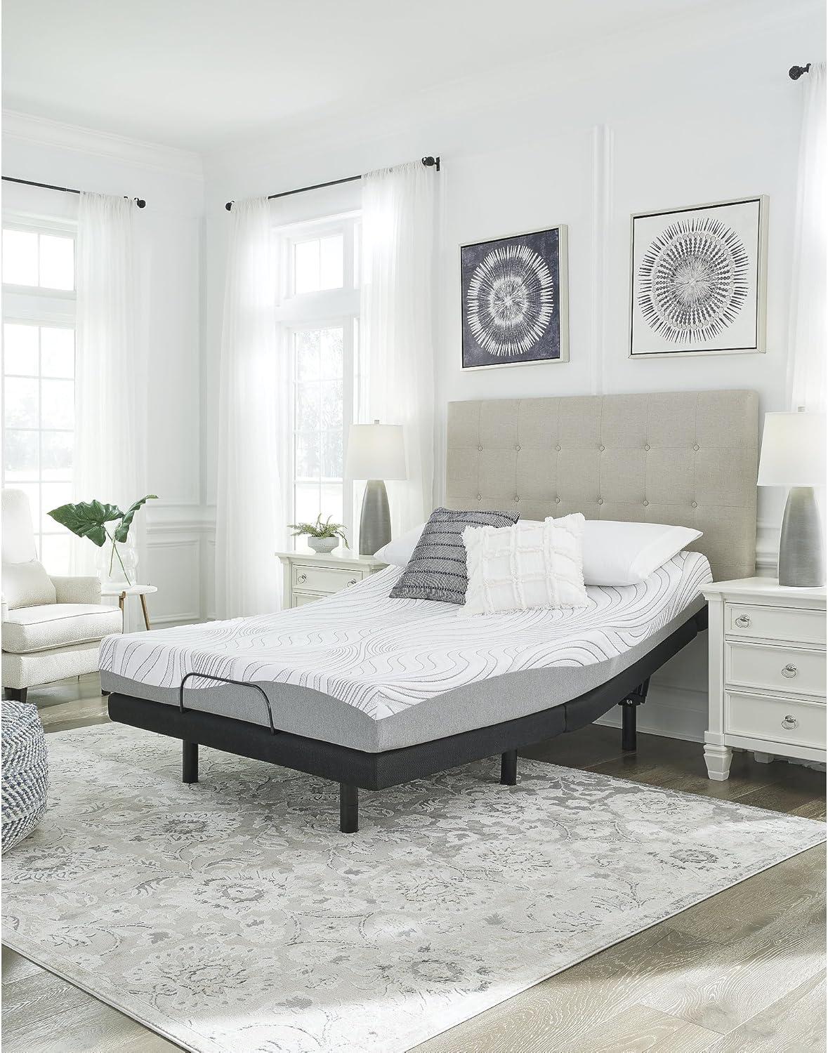 imageSignature Design by Ashley 8 Firm Full Mattress with Memory Foam Support Foam Knit Cover Adjustable Base Compatible 53 W x 745 D x 8 H WhiteFull Mattress