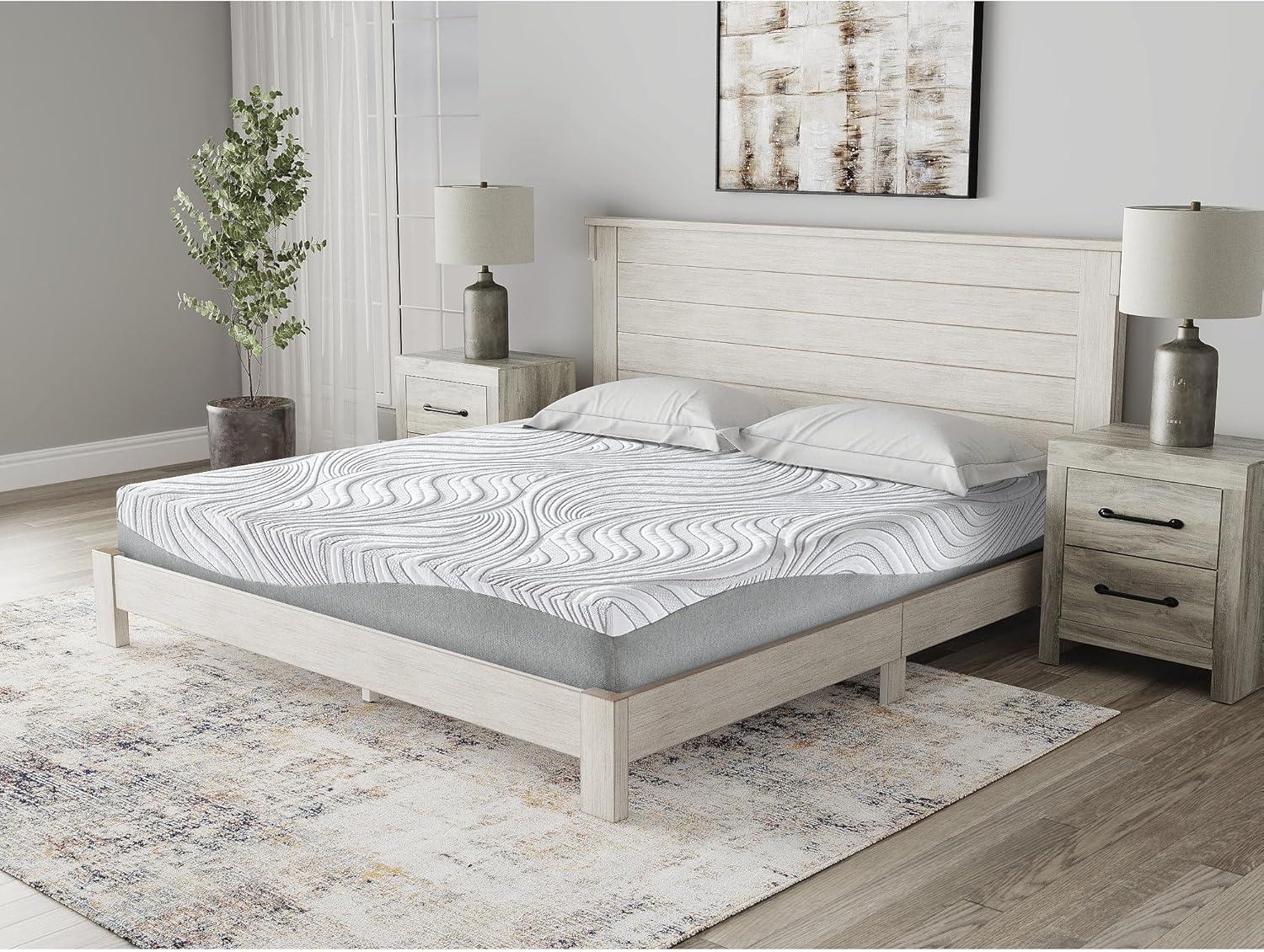 imageSignature Design by Ashley 8 Firm Full Mattress with Memory Foam Support Foam Knit Cover Adjustable Base Compatible 53 W x 745 D x 8 H WhiteTwin Mattress