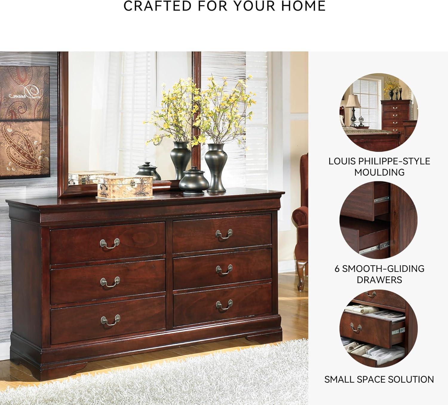 imageSignature Design by Ashley Alisdair Traditional Twin Sleigh Bed Foundation or Box Spring Needed Dark Brown6 Drawer Dresser