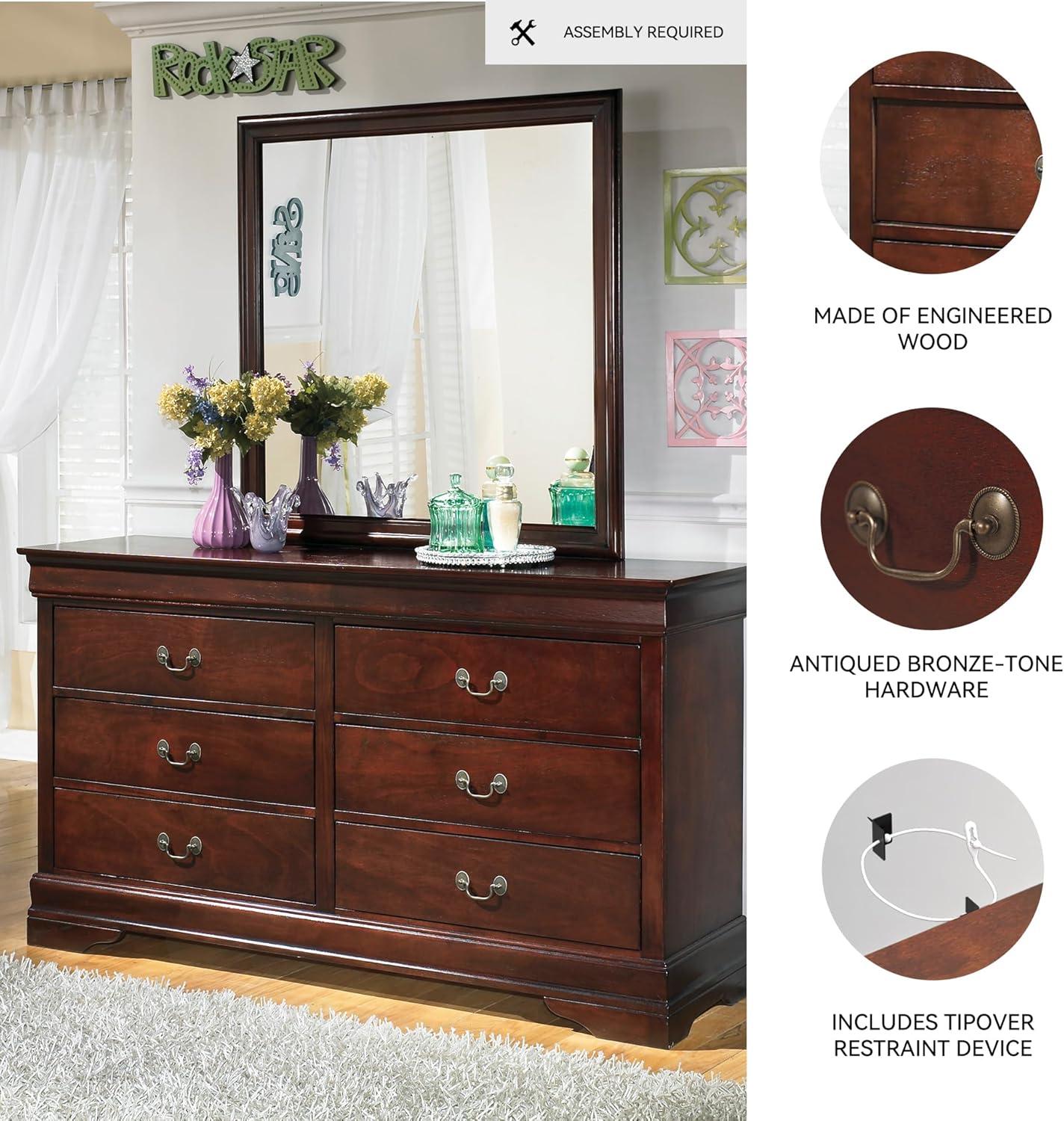 imageSignature Design by Ashley Alisdair Traditional Twin Sleigh Bed Foundation or Box Spring Needed Dark Brown6 Drawer Dresser