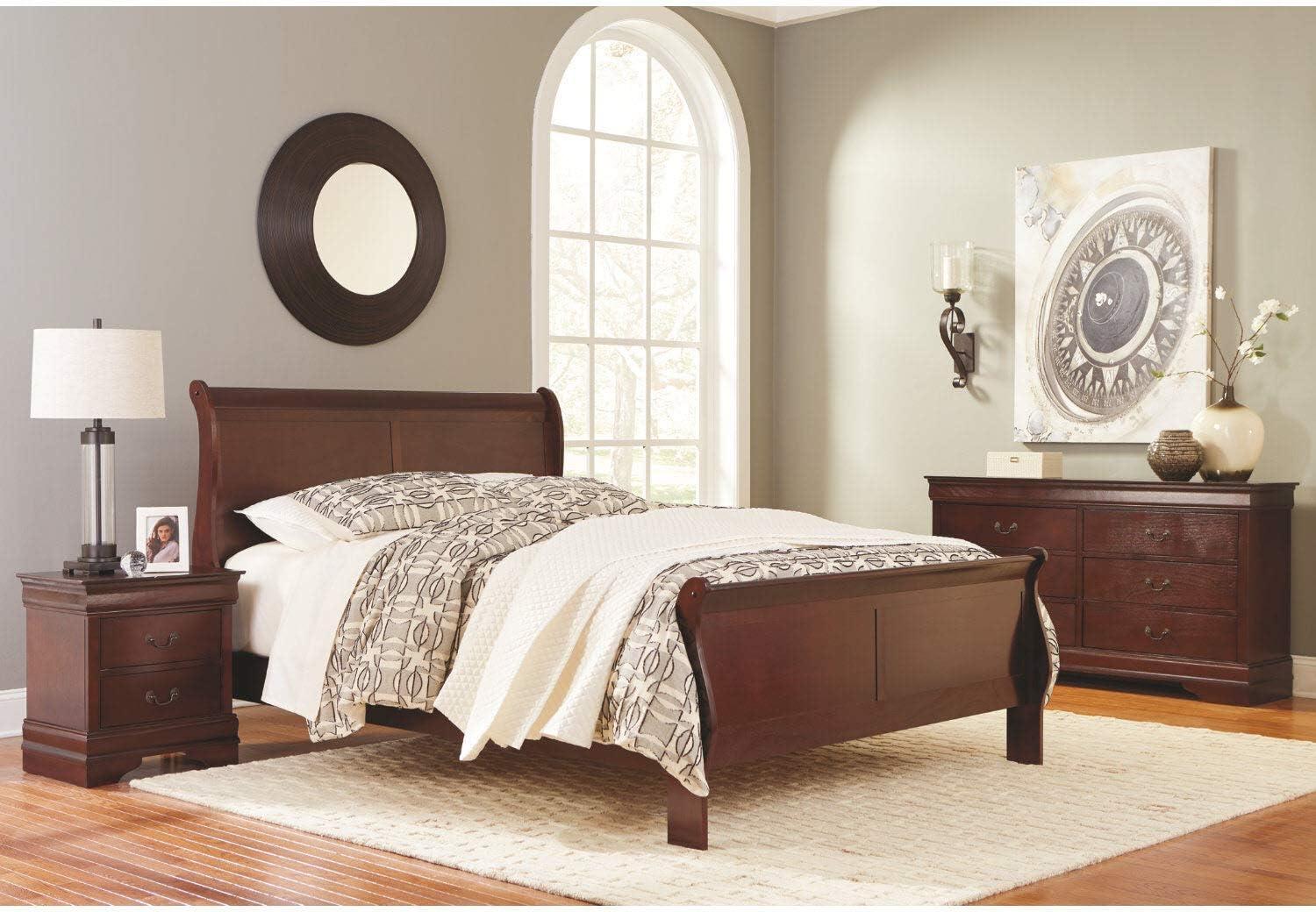 imageSignature Design by Ashley Alisdair Traditional Twin Sleigh Bed Foundation or Box Spring Needed Dark Brown6 Drawer Dresser