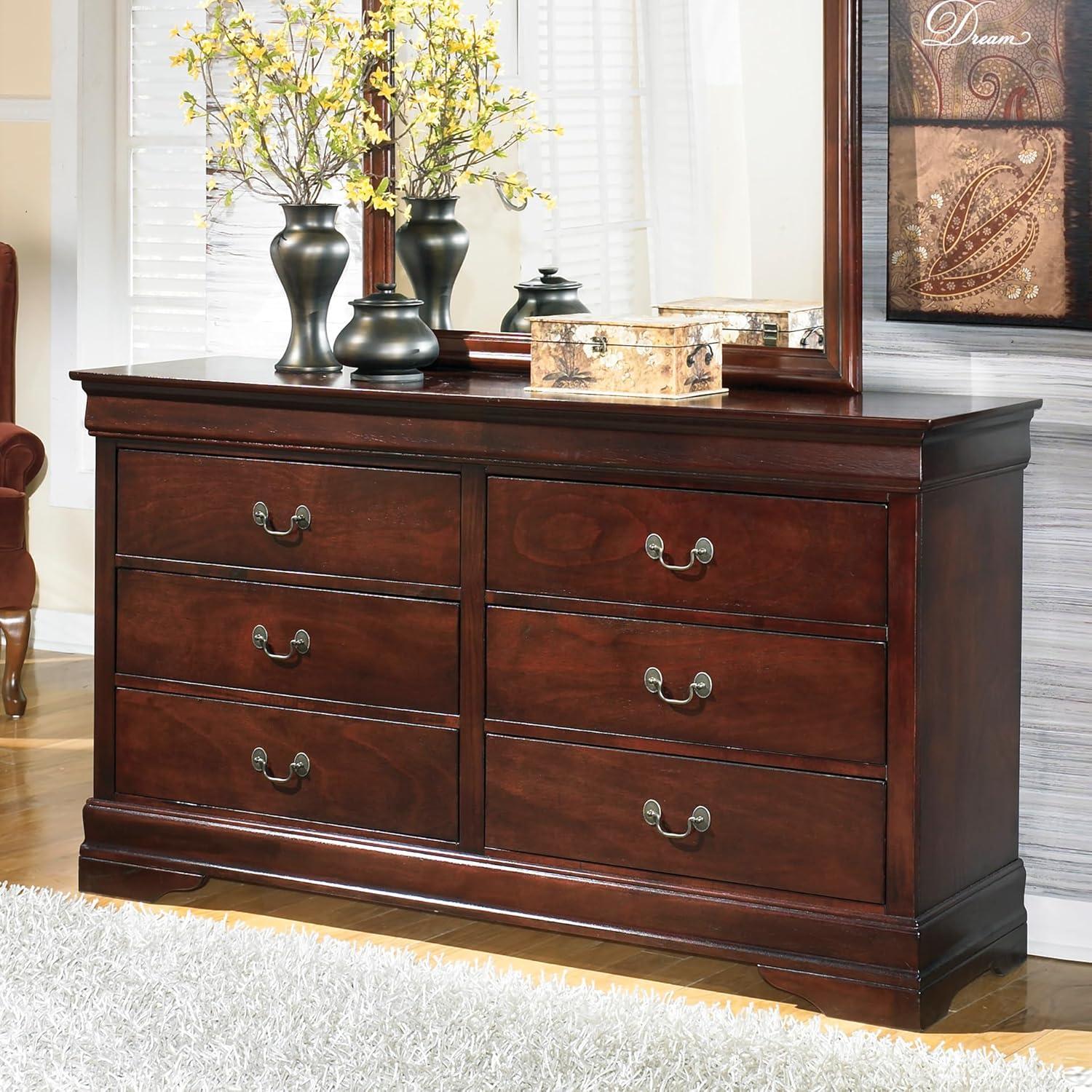 imageSignature Design by Ashley Alisdair Traditional Twin Sleigh Bed Foundation or Box Spring Needed Dark Brown6 Drawer Dresser