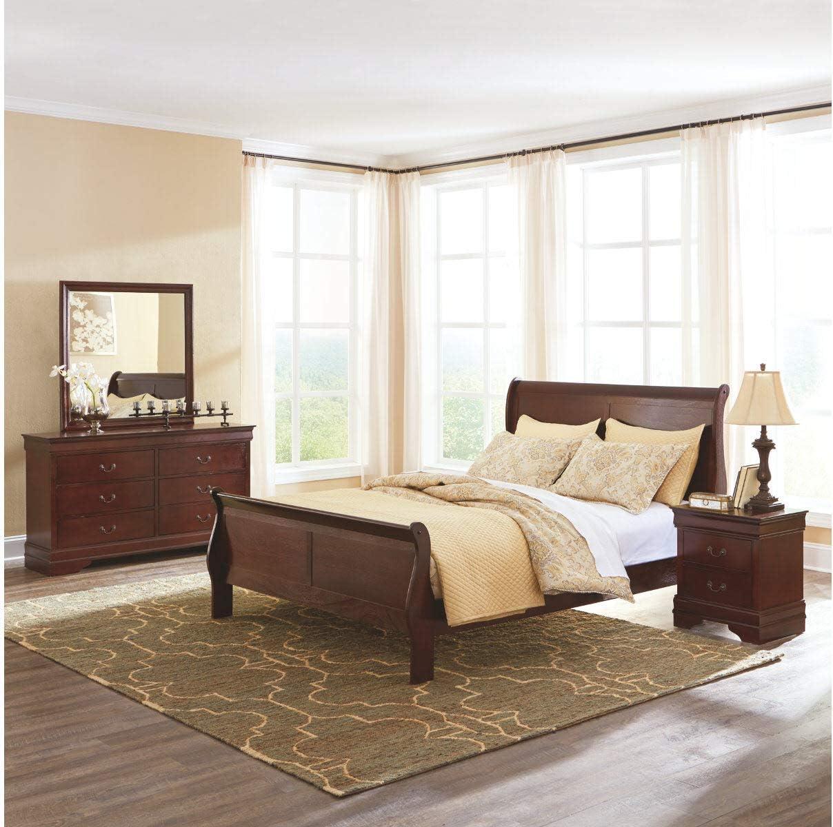 imageSignature Design by Ashley Alisdair Traditional Twin Sleigh Bed Foundation or Box Spring Needed Dark Brown6 Drawer Dresser