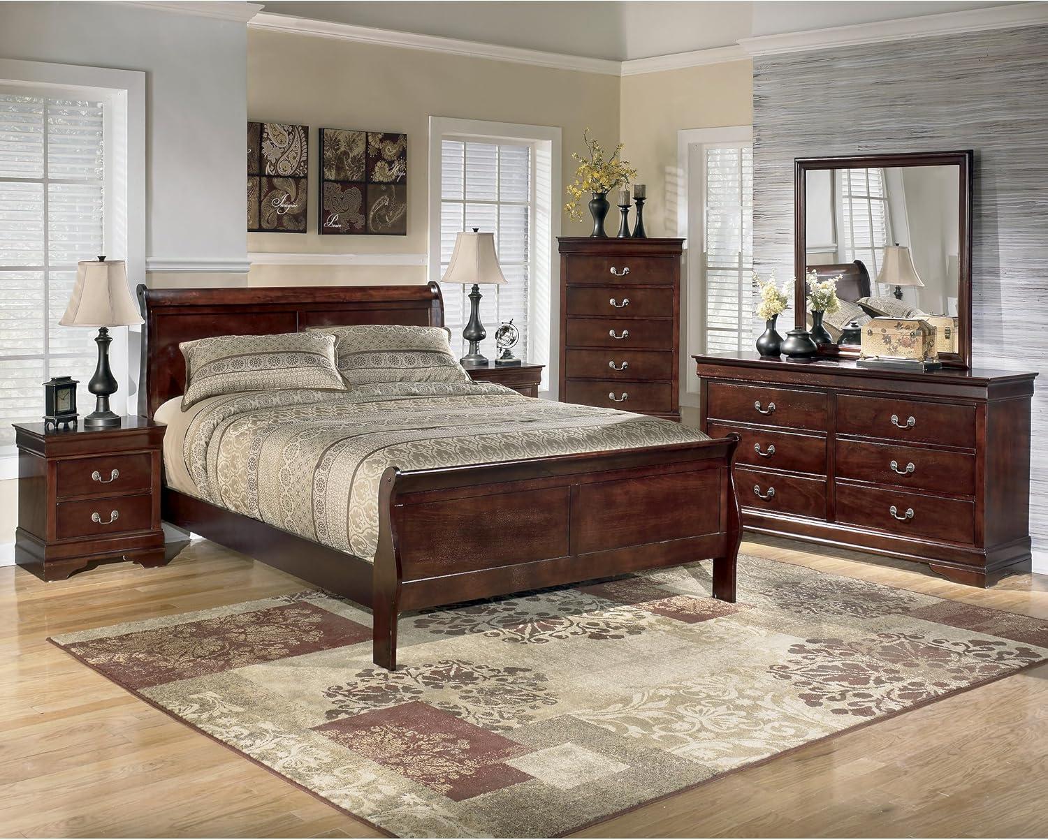 imageSignature Design by Ashley Alisdair Traditional Twin Sleigh Bed Foundation or Box Spring Needed Dark BrownCalifornia King Sleigh Bed