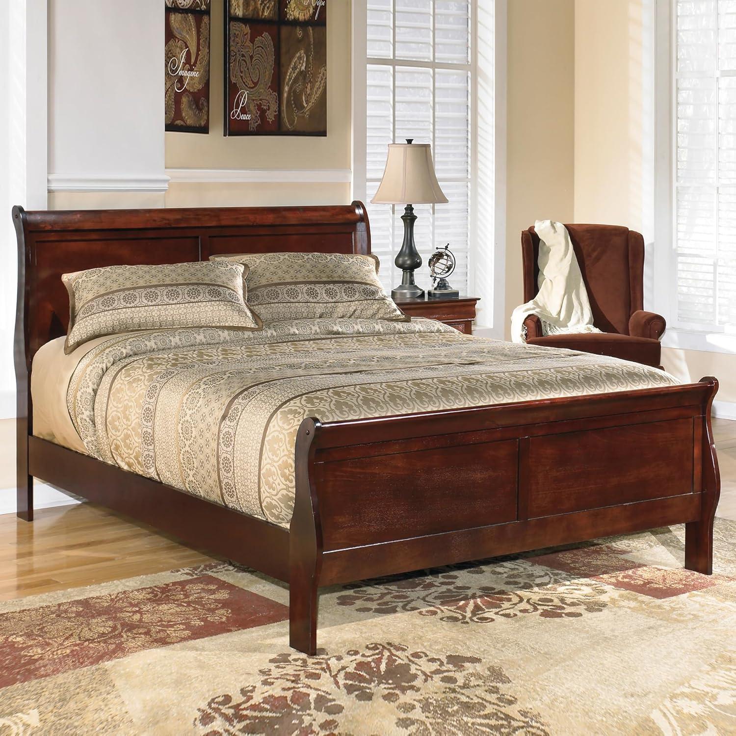 imageSignature Design by Ashley Alisdair Traditional Twin Sleigh Bed Foundation or Box Spring Needed Dark BrownCalifornia King Sleigh Bed