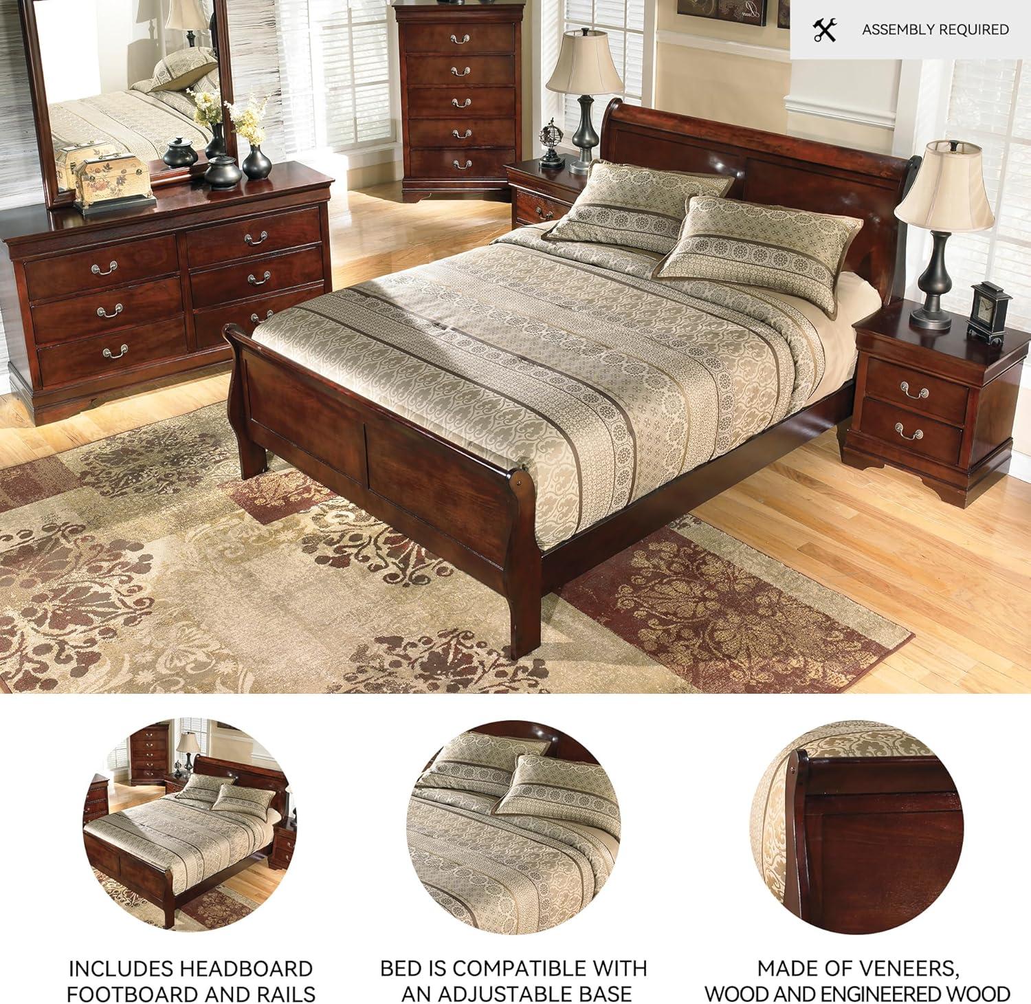 imageSignature Design by Ashley Alisdair Traditional Twin Sleigh Bed Foundation or Box Spring Needed Dark BrownCalifornia King Sleigh Bed