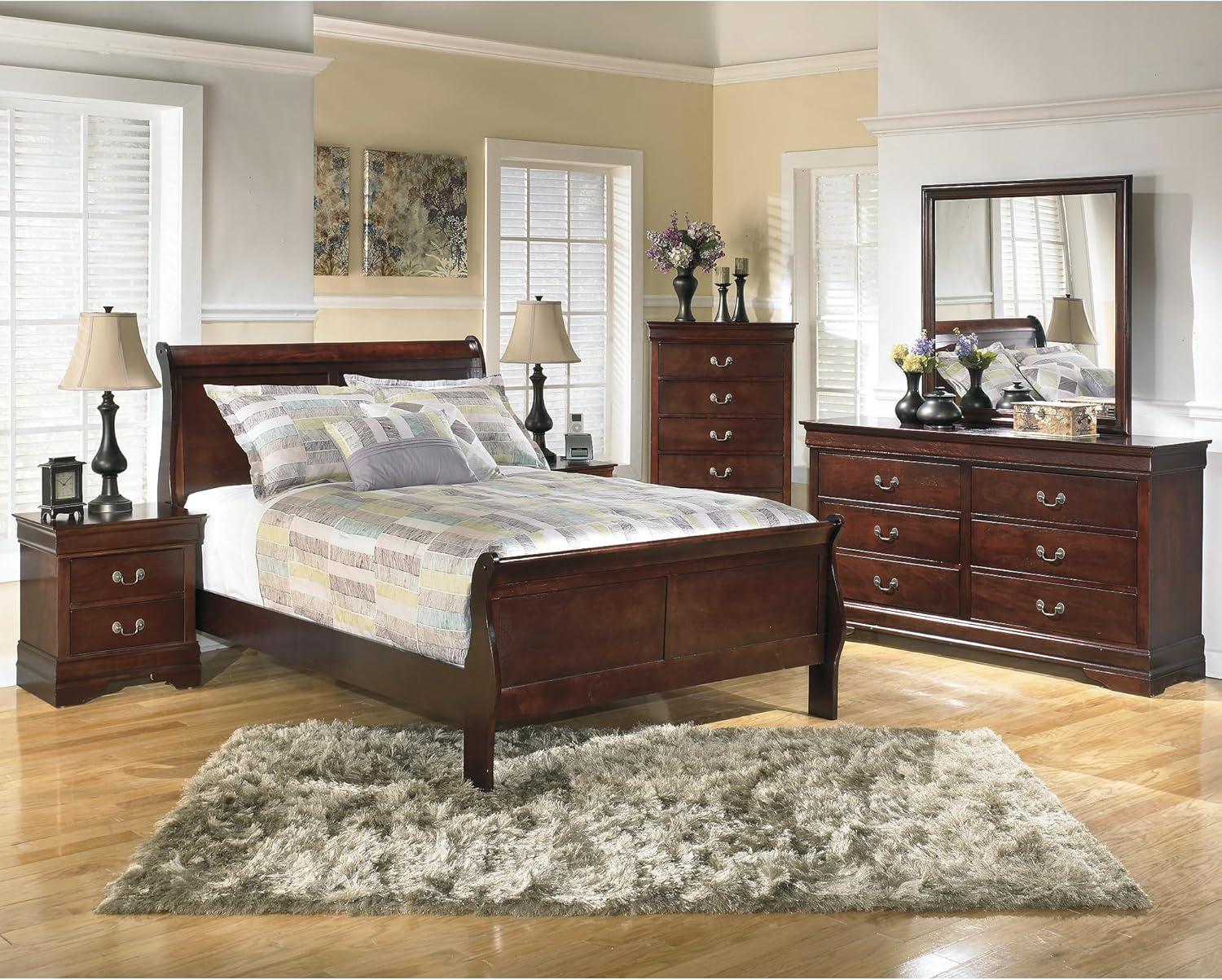 imageSignature Design by Ashley Alisdair Traditional Twin Sleigh Bed Foundation or Box Spring Needed Dark BrownFull Sleigh Bed