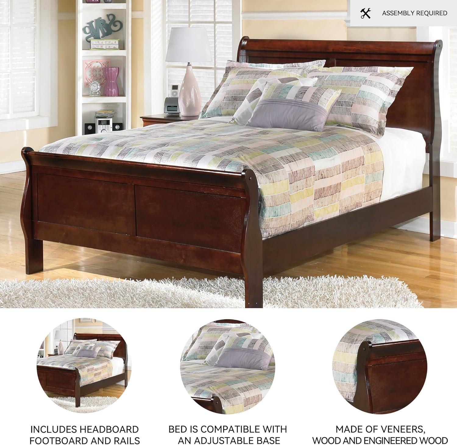 imageSignature Design by Ashley Alisdair Traditional Twin Sleigh Bed Foundation or Box Spring Needed Dark BrownFull Sleigh Bed