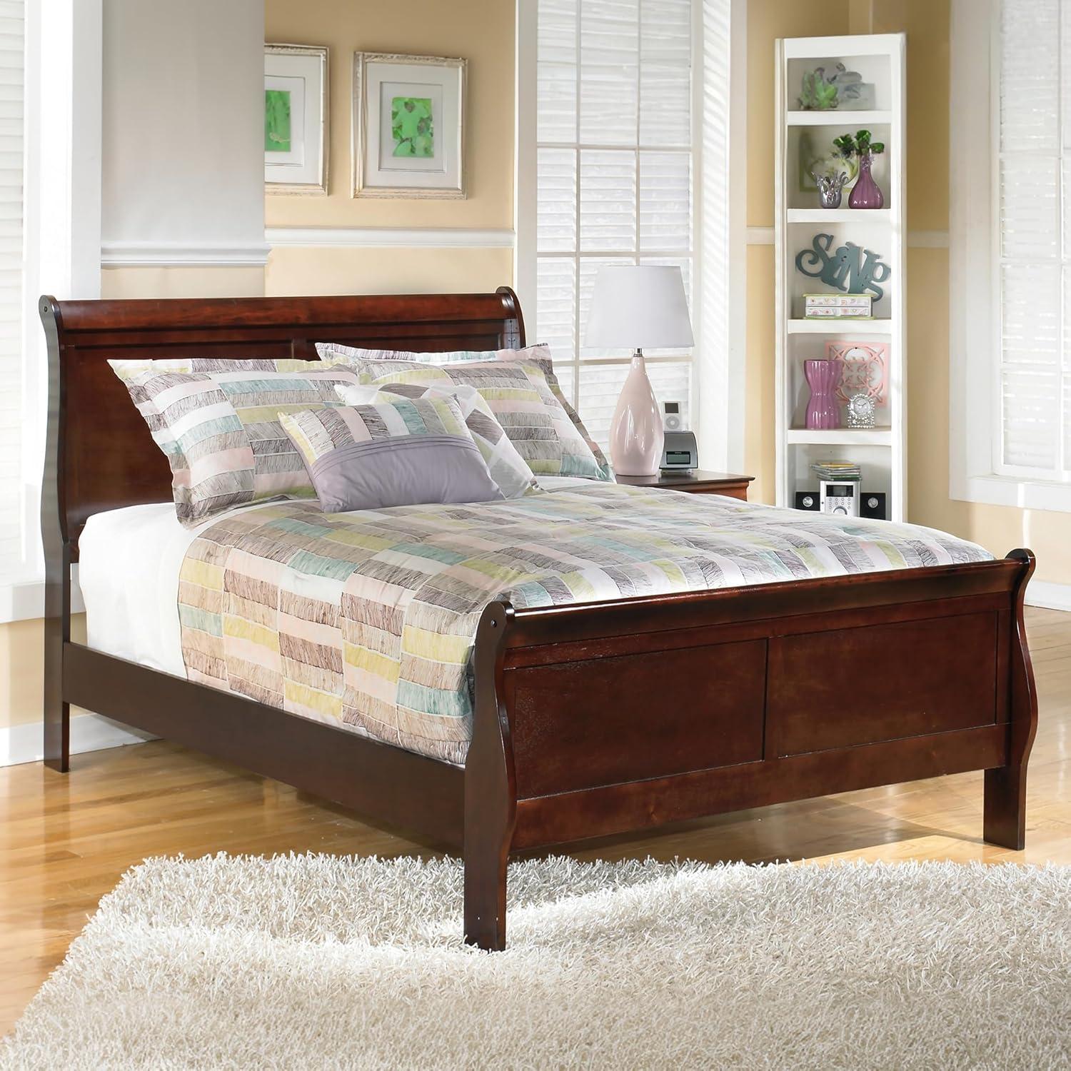 imageSignature Design by Ashley Alisdair Traditional Twin Sleigh Bed Foundation or Box Spring Needed Dark BrownFull Sleigh Bed