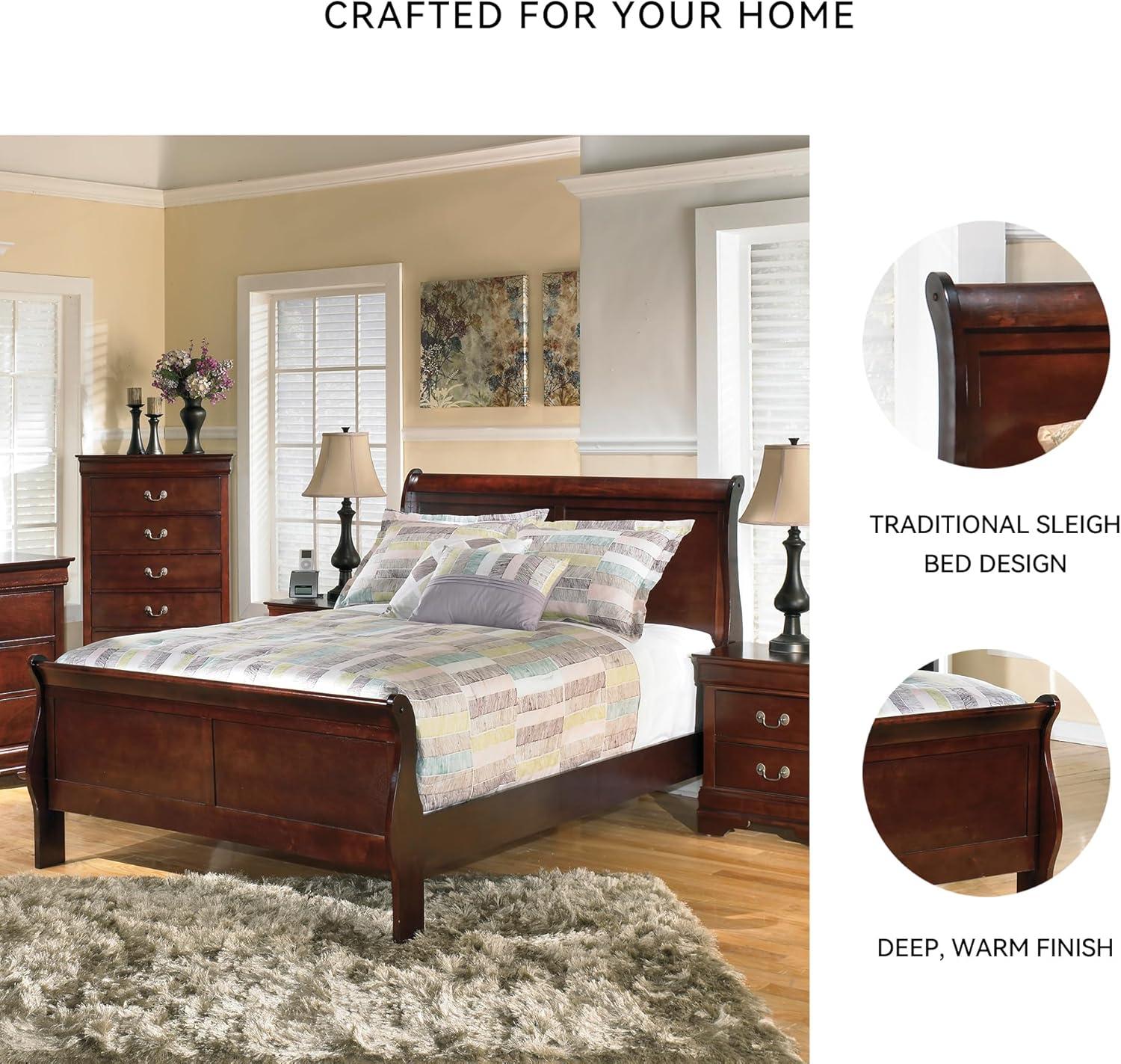 imageSignature Design by Ashley Alisdair Traditional Twin Sleigh Bed Foundation or Box Spring Needed Dark BrownFull Sleigh Bed