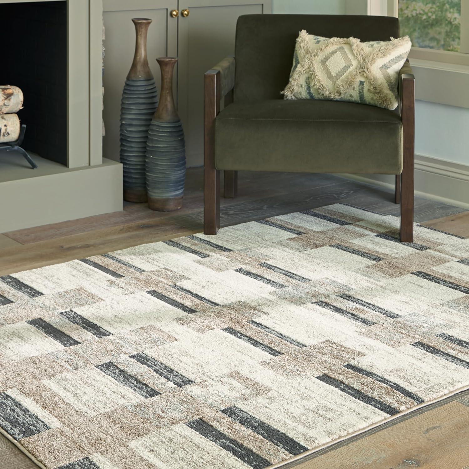 imageSignature Design by Ashley Alstone Large Casual Rug Machine Woven Striped Design Jute Backing Fabric Blend 945 W x 119 D x 025 H Multicolor53 x 7 Rectangular