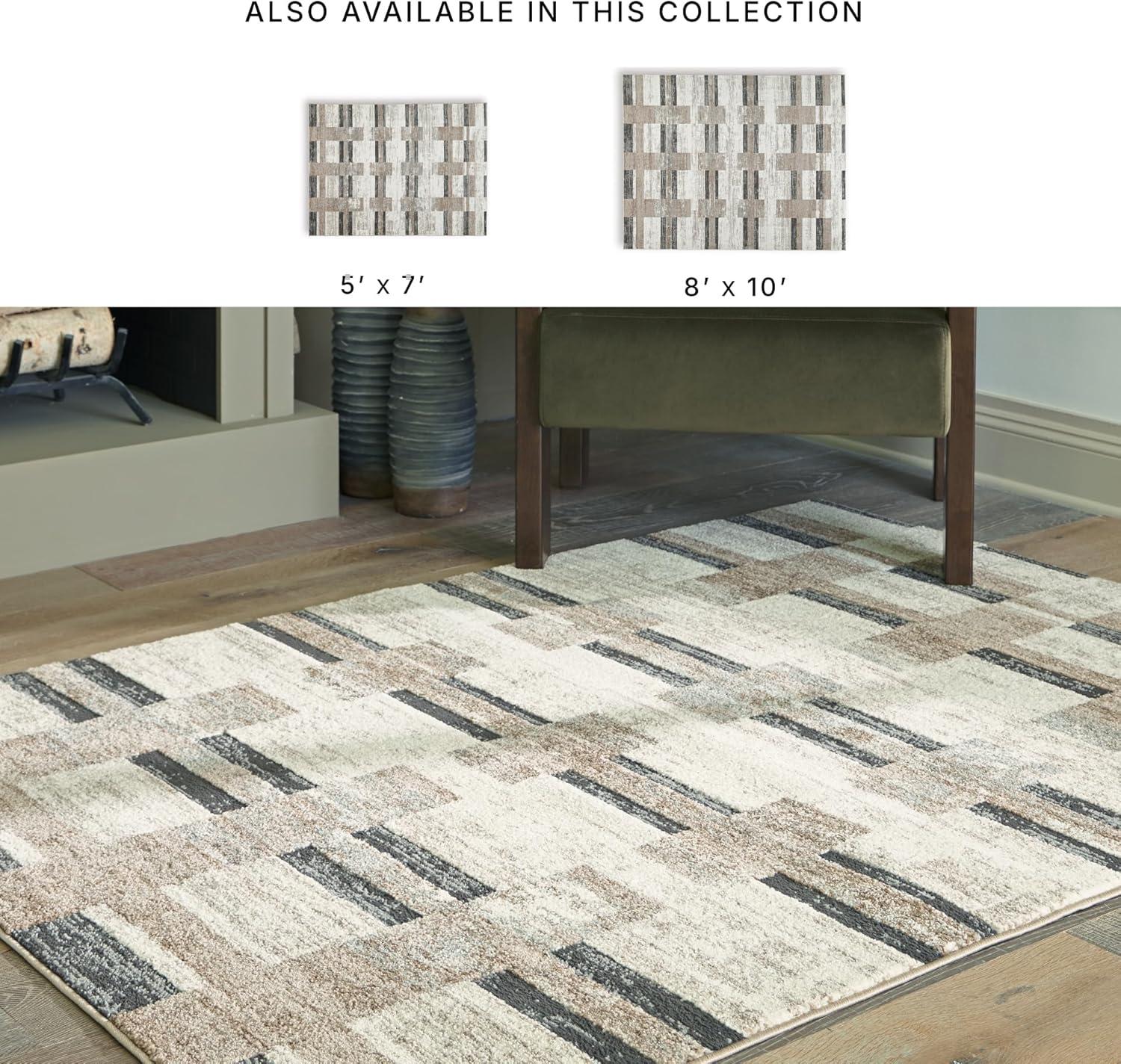 imageSignature Design by Ashley Alstone Large Casual Rug Machine Woven Striped Design Jute Backing Fabric Blend 945 W x 119 D x 025 H Multicolor53 x 7 Rectangular